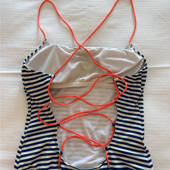 EUC Ralph Lauren Luxe Striped One Piece Swimsuit L Resort Beach Vacation - Picture 5 of 7